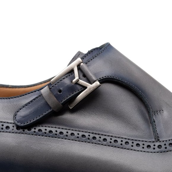 Bashwood Handmade Patina Blue Leather Oxfords